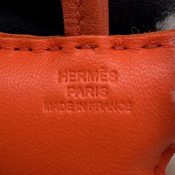 HERMES Buddy Bag Charm Lambskin/Merino Wool Orange Poppy/Carnelian - Picture 2 of 7